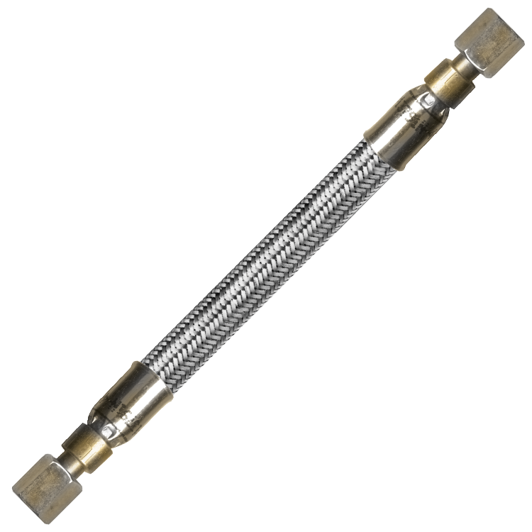 5/16 x 24" Female 45° SAE - PTFE Hose/Stainless Steel Cover Crimped Hose Assembly  HT6C24FS6FS6