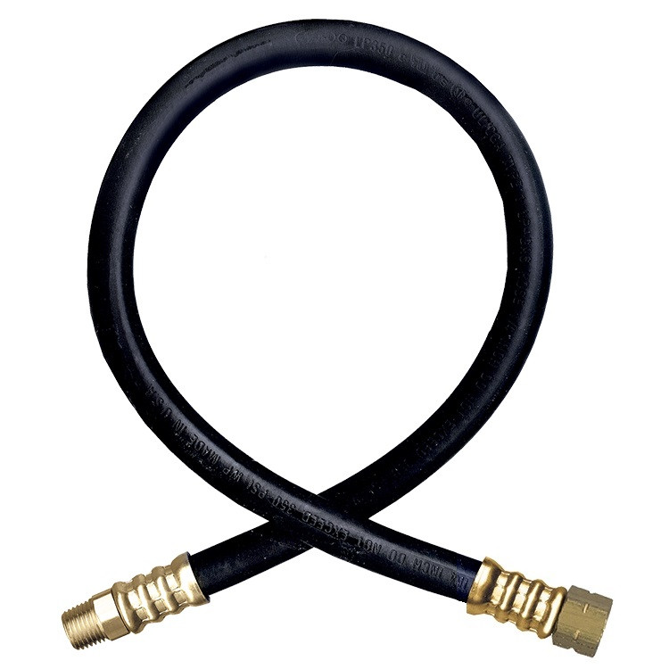 1/4 x 180" Female Weld Thread (9/16-18 LH) - Male NPT - Type I Nitrile Rubber Natural Gas Hose Assembly w/Regulator  I4C120FWGR360POLHN
