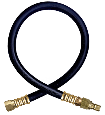 3/8 x 180" Female 45° SAE -  Male QD Hansen Nipple - Type I Nitrile Rubber Natural Gas Hose Assembly  I6C180FS6QDNP-HT