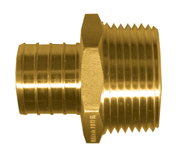 1/2 x 1/2" Lead Free Brass PEX Hose Barb - Male NPT Adapter  LF-PEX-125-10D