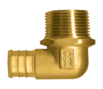 3/4 x 3/4" Lead Free Brass Pex Hose Barb - Male NPT 90° Elbow  LF-PEX-139-14E