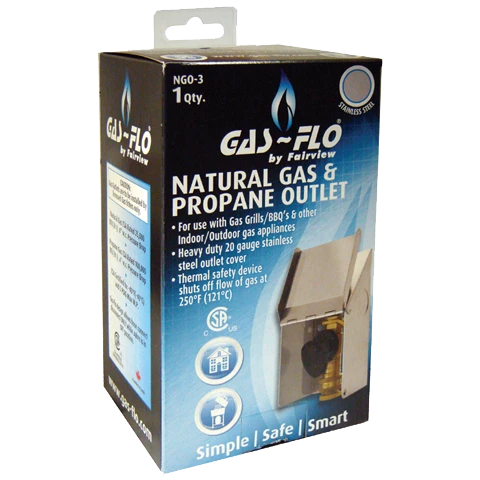 3/8" GAS-FLO® Stainless Steel Natural Gas/Propane Outlet Box w/Hangar Tab Rack  NGO-3-HT