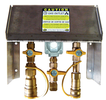 3/8 x 1/2" GAS-FLO® Stainless Steel Natural Gas/Propane Dual Outlet Box w/QDC  NGO-5-2LB