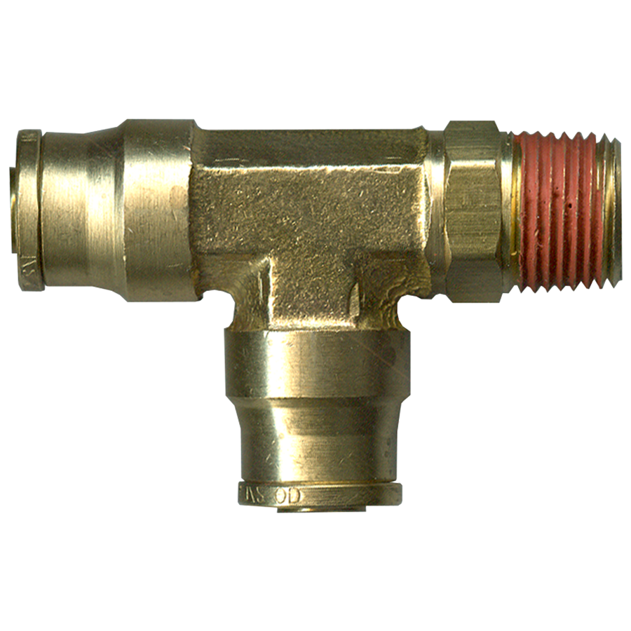 1/2 x 1/2 x 1/2" Brass DOT Push-To-Connect - Male NPT Swivel - Push-To-Connect Tee  PC1471SW-8D