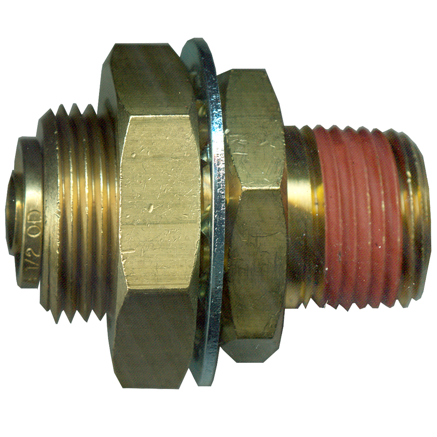 1/2 x 1/2" Brass DOT Push-To-Connect - Male NPT Bulkhead Union  PC1483-8D