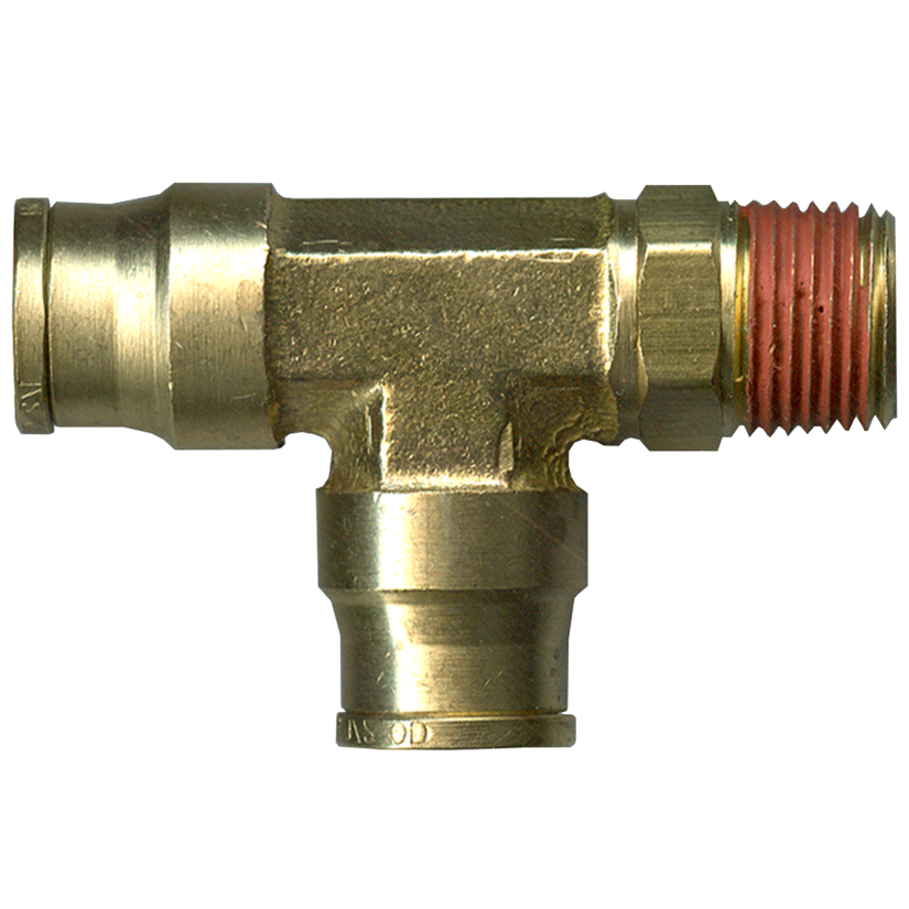 1/4 x 1/4 x 1/4" Brass Push-To-Connect - Male NPT Swivel - Push-To-Connect Tee  PC71SW-4B