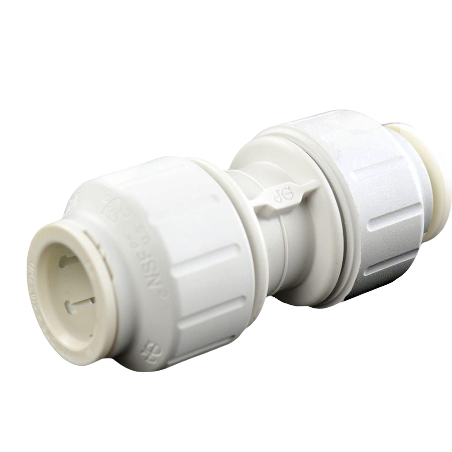 1" JG® White Polypropylene CTS Twist Lock Union  PEI0436