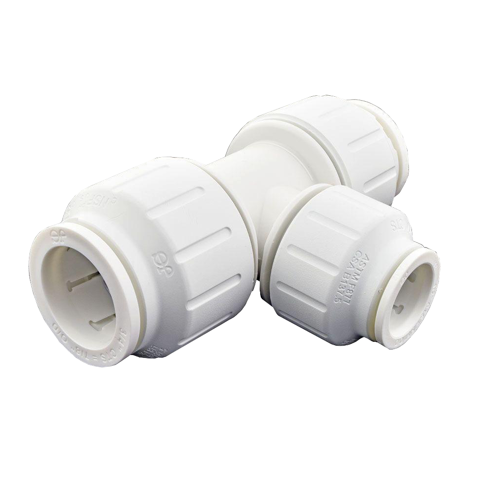 3/4 x 1/2 x 1/2" JG® White Polypropylene CTS Twist Lock Reducing Tee  PEI3028B