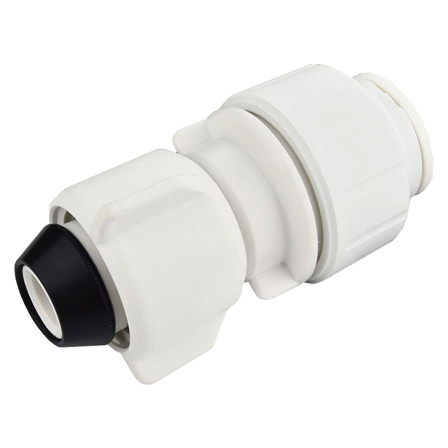 1/2 x 7/8 ~ 15/16" JG® White Polypropylene CTS Twist Lock - Female UNS Swivel 90° Elbow  PEISTC20C75
