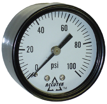 0-100 PSI  - 1-1/2" Dry - Steel Case - Brass Center Back Mount - Pressure Gauge  PG-100CD15