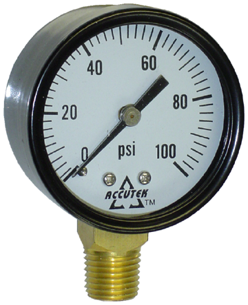 0-100 PSI  - 2-1/2" Dry - Steel Case - Brass Stem Mount - Pressure Gauge  PG-100SD25
