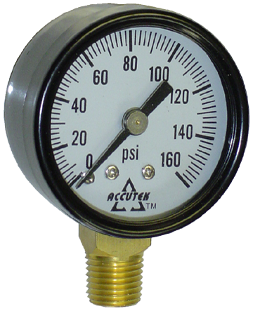 0-160 PSI  - 2-1/2" Dry - Steel Case - Brass Stem Mount - Pressure Gauge  PG-160SD25