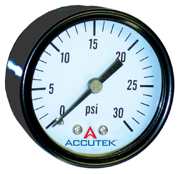 0-30 PSI  - 2" Dry - Steel Case - Brass Center Back Mount - Pressure Gauge  PG-30CD2