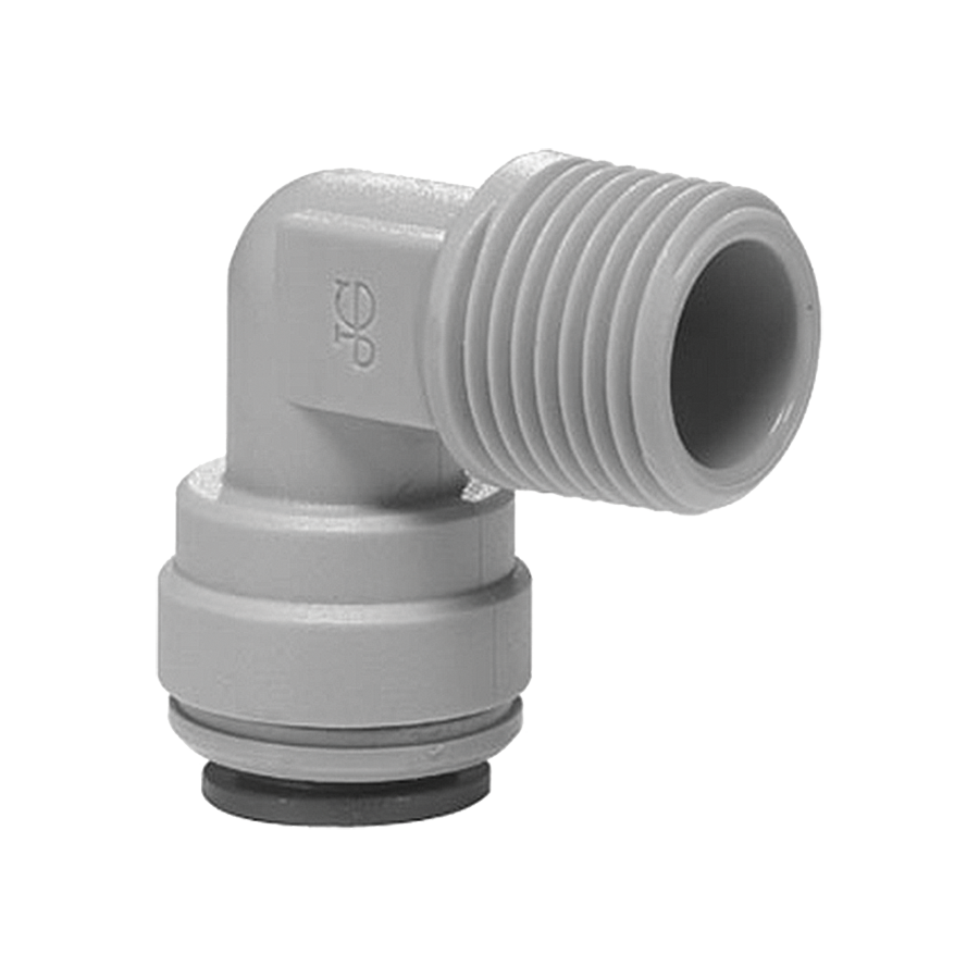 3/8 x 1/4" JG® Grey Acetal Push-To-Connect - Male NPT 90° Elbow  PI481222S