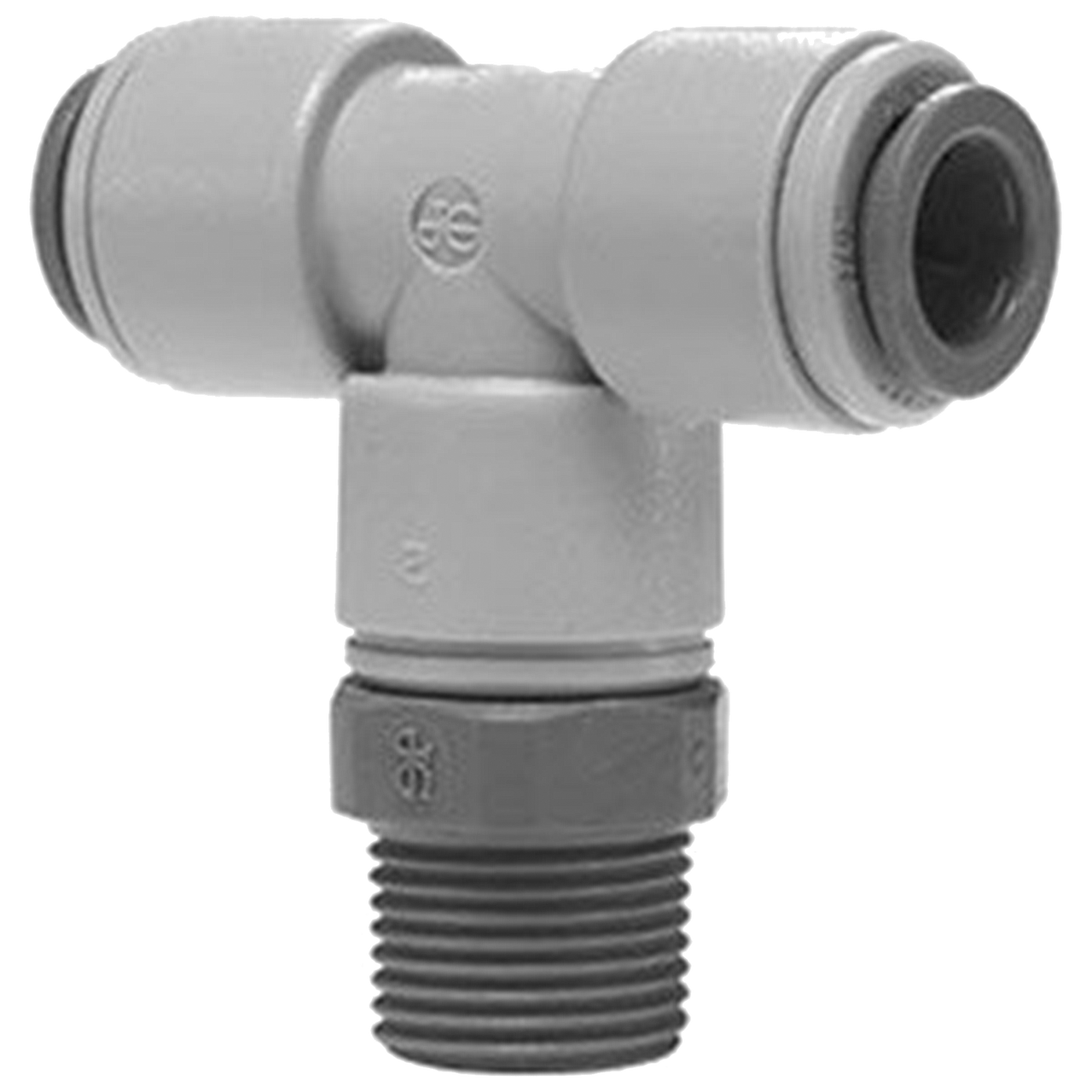 5/32 x 5/32 x 1/8" JG® Grey Acetal Push-To-Connect - Push-To-Connect - Male NPT Swivel Tee  PM100421S