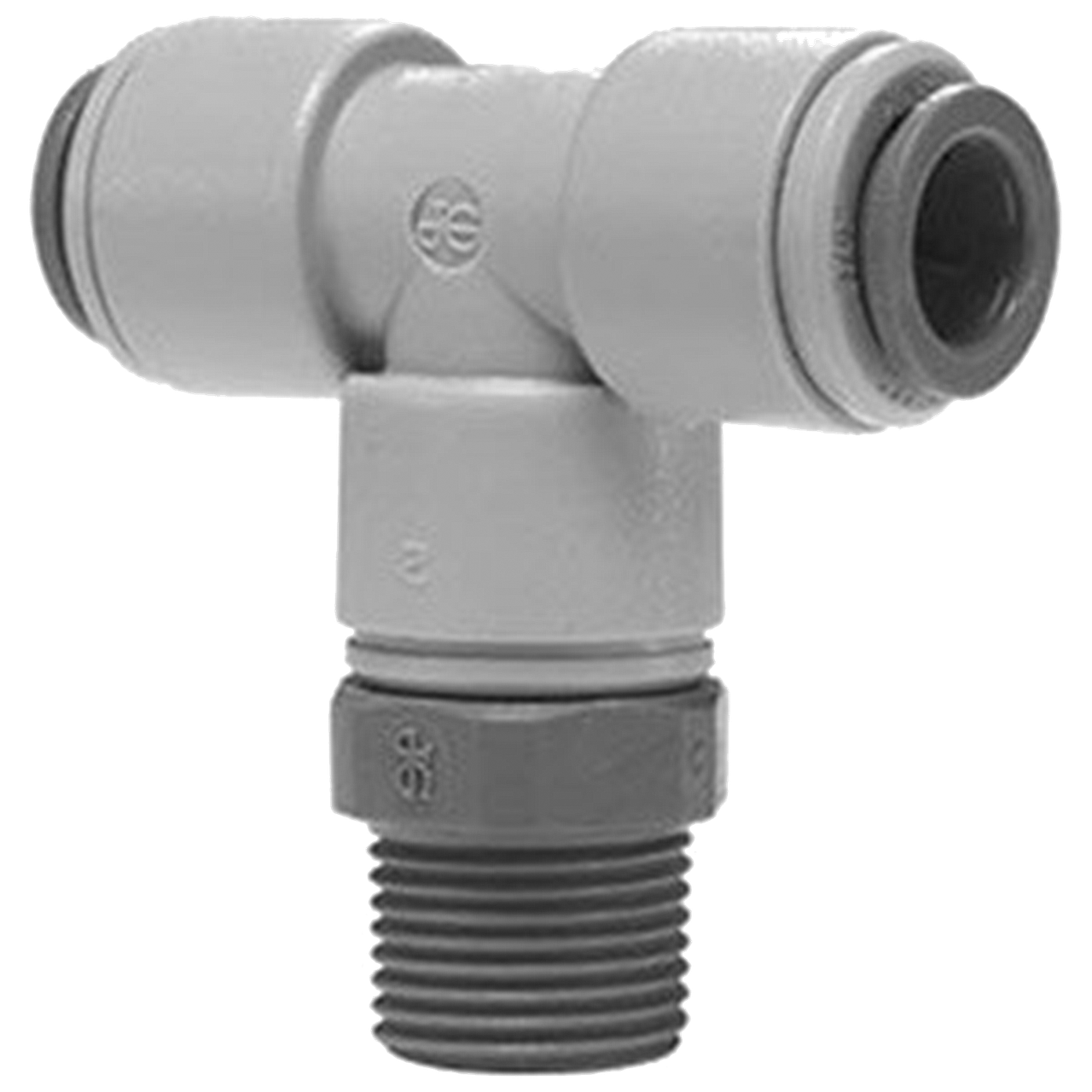 5/16 x 5/16 x 1/4" JG® Grey Acetal Push-To-Connect - Push-To-Connect - Male NPT Swivel Tee  PM100822S
