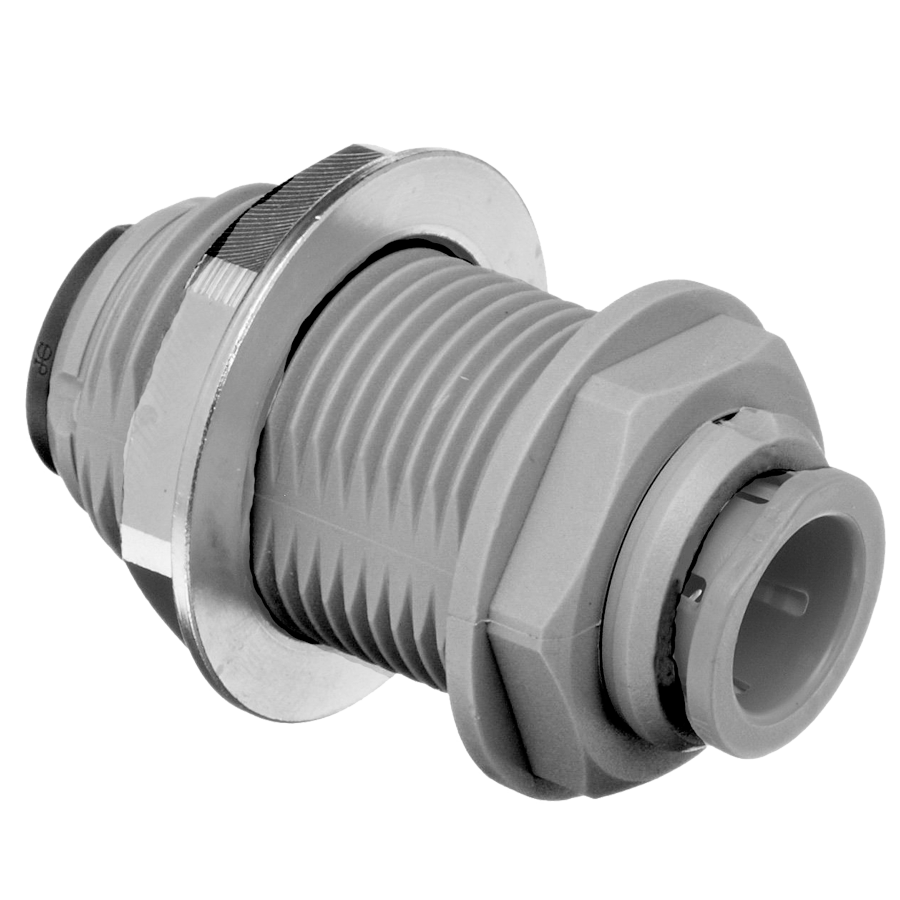 5/16" JG® Grey Acetal Push-To-Connect Bulkhead Union  PM1208S