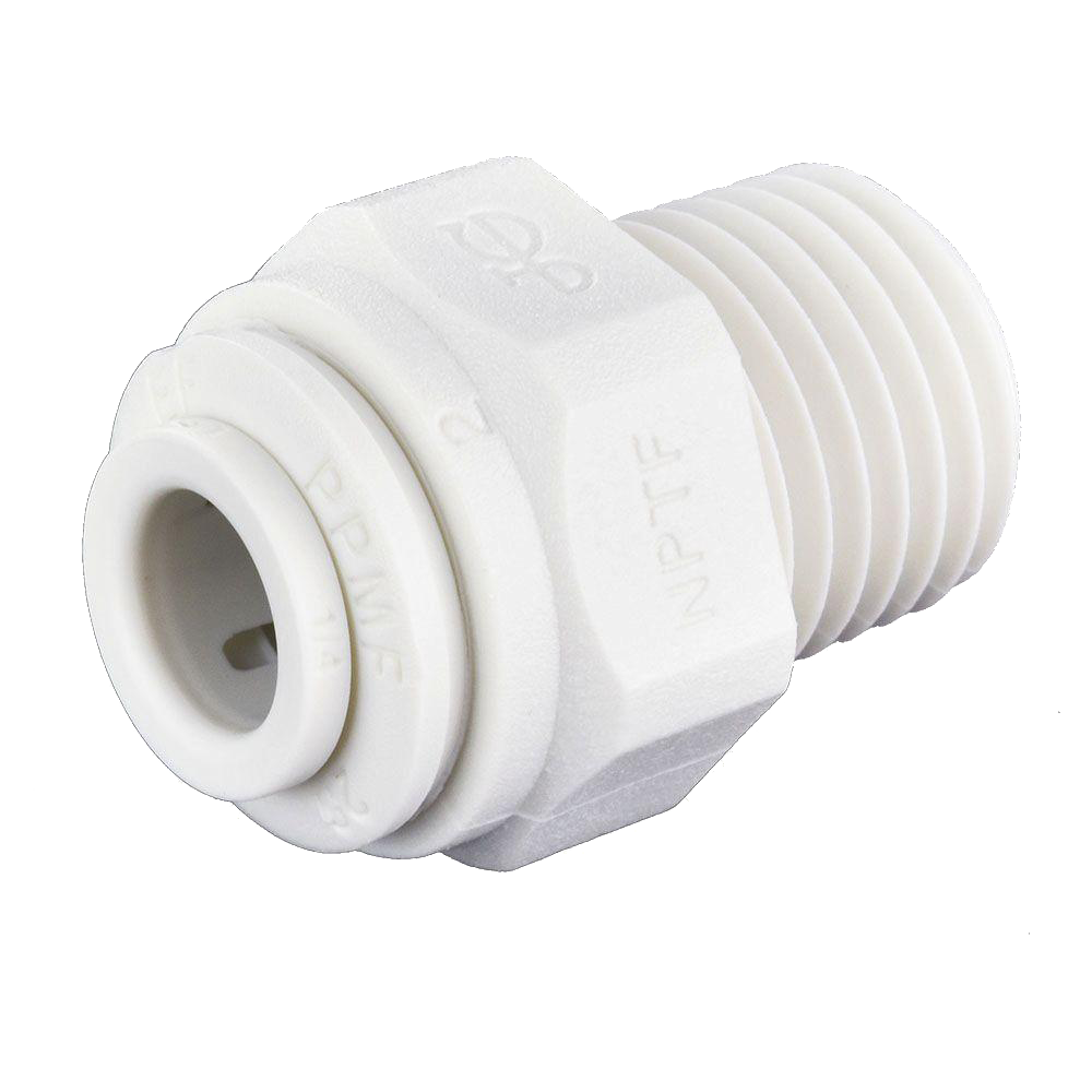 1/4 x 1/8" JG® White Polypropylene Push-To-Connect - Male NPT Connector  PP010821W