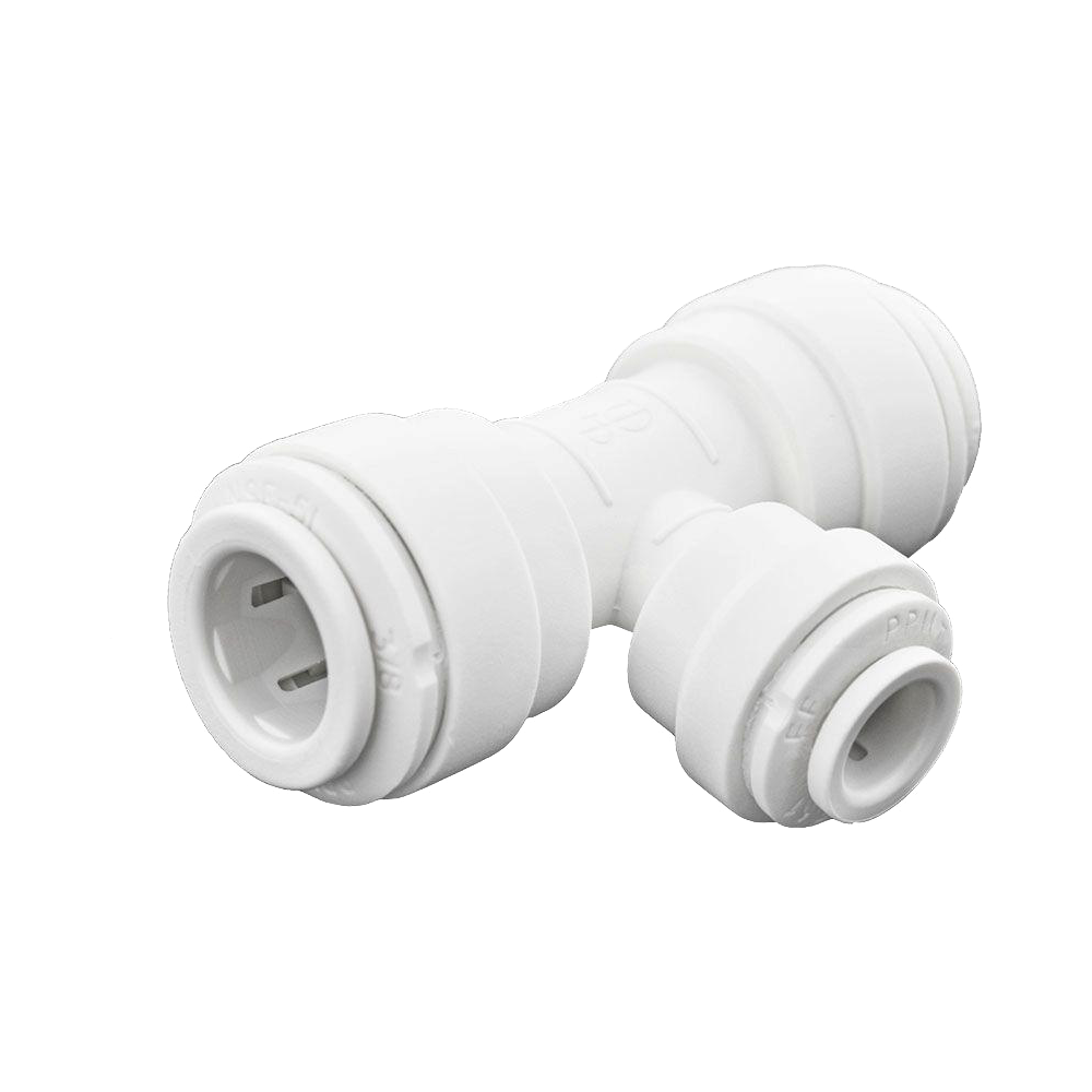 1/4 x 1/4 x 3/8" JG® White Polypropylene Push-To-Connect Reducing Tee  PP30080812W