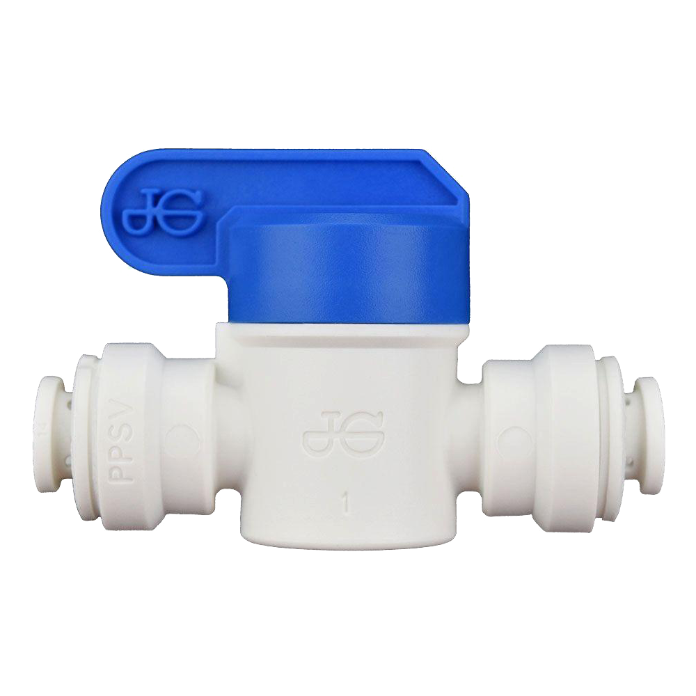 1/4" JG® White Polypropylene Push-To-Connect Shut Off Valve  PPSV040808W