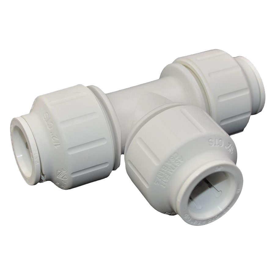 3/8" JG® White Polysulfone CTS Twist Lock Tee  PSEI0216
