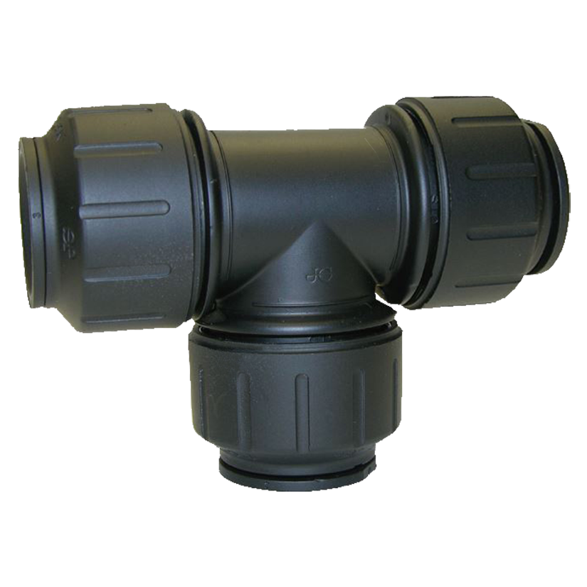 1" JG® Black Polysulfone CTS Twist Lock Tee  PSEI0236E