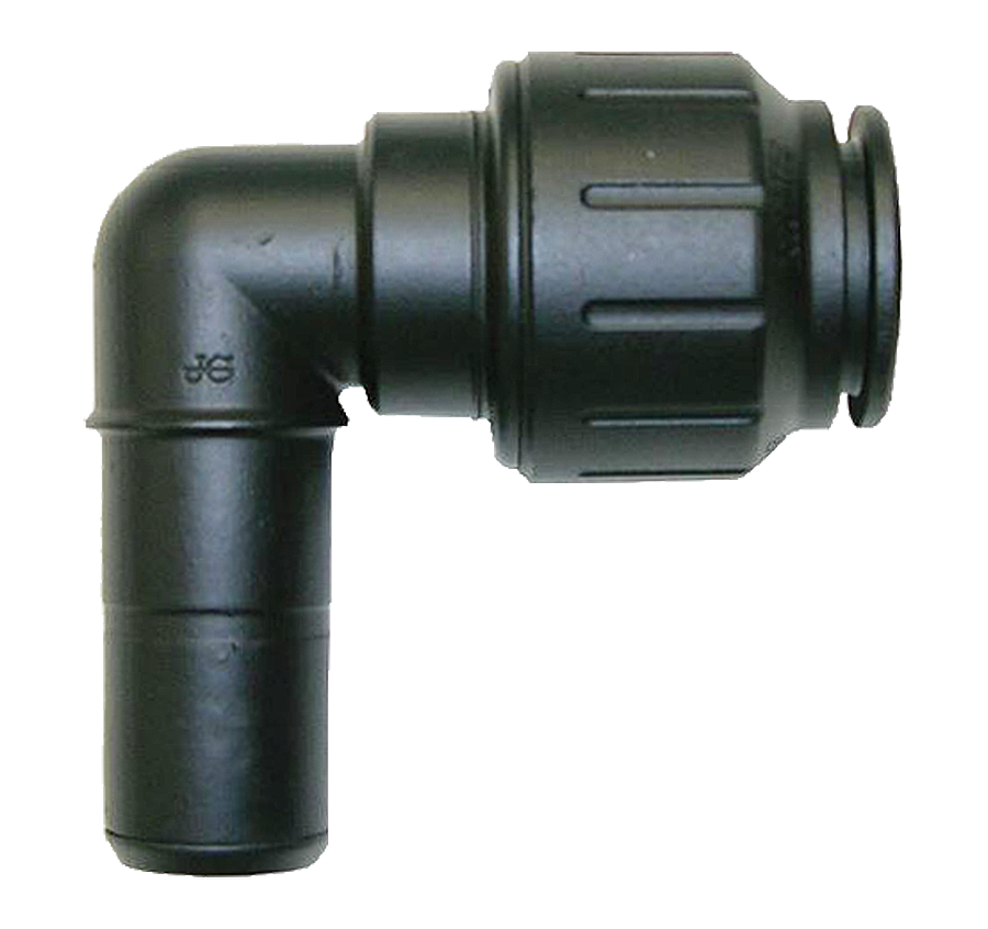 1 x 1" JG® Black Polysulfone Male Stem - CTS Twist Lock 90° Elbow  PSEI223636E