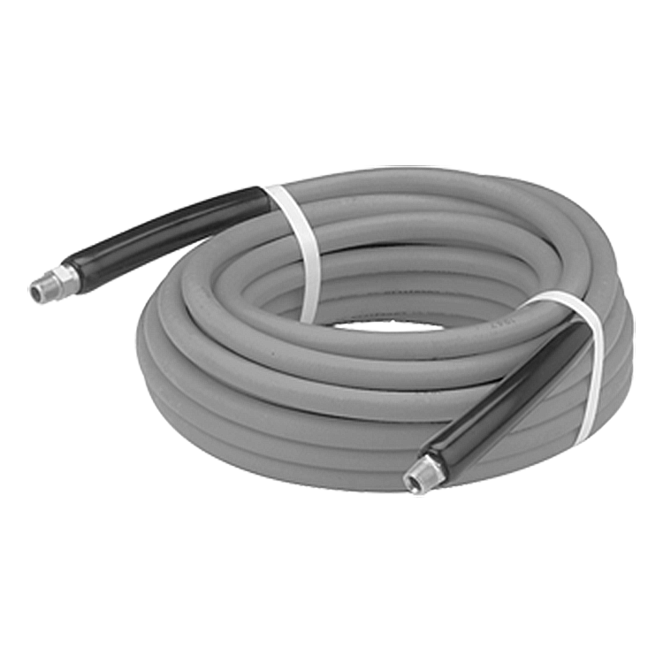 3/8" x 75' Grey 6000 PSI Two Wire Male NPT Solid/Swivel Pressure Wash Hose Assembly  PW4A-6-75