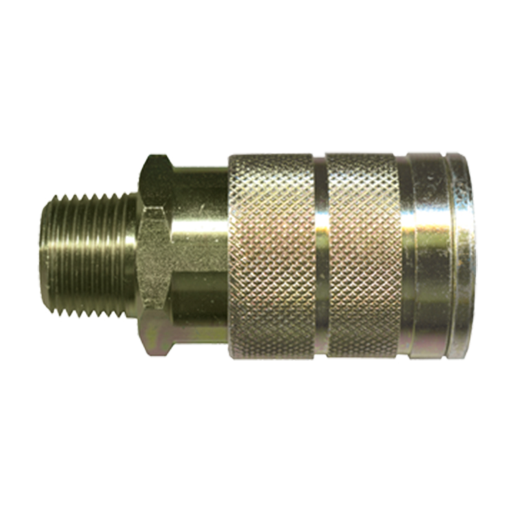 1/2 x 1/2" Steel Industrial Pneumatic Q/D Coupler - Male NPT  QD-INDMC8-8M