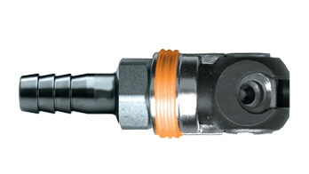 1/4 x 3/8" Industrial Pneumatic Q/D Swing Coupler - Hose Barb  QD-SCINDMC4-6H