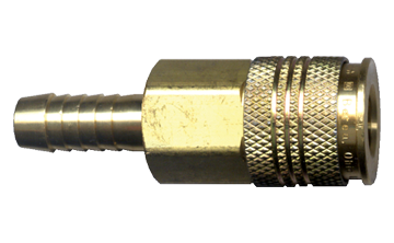 1/4 x 1/4" Steel Universal Aro/Industrial/Tru-Flate Q/D Coupler - Hose Barb  QD-UNIAC4-4H