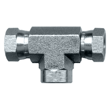 3/8 x 3/8" Steel Female NPSM Swivel - Female NPSM Swivel - Female NPT Tee  S1101-CC