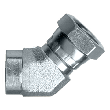 3/8 x 3/8" Steel Female NPT - Female NPSM Swivel 45° Elbow  S1105-CC