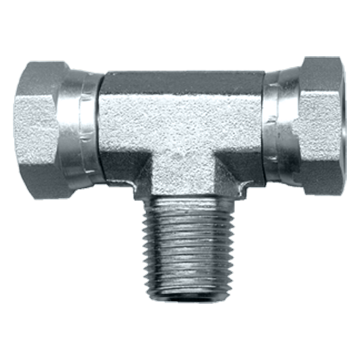 3/8 x 3/8" Steel Female NPSM Swivel - Female NPSM Swivel - Male NPT Tee  S1106-CC