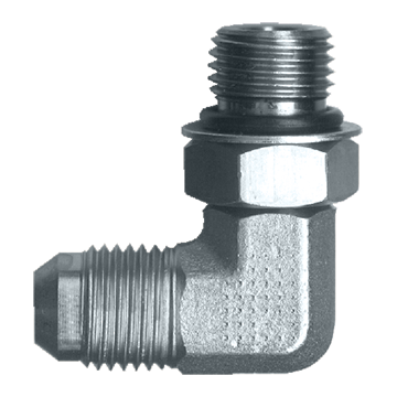 3/8 x 3/4"-16 Steel Male 37° JIC - Male ORB 90° Elbow  S3649-68