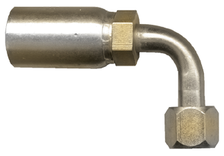 3/8 x 3/8" Weatherhead® U-Series Hose Crimp - Female 37° JIC Swivel 90° Long Drop Elbow  SC639L-66