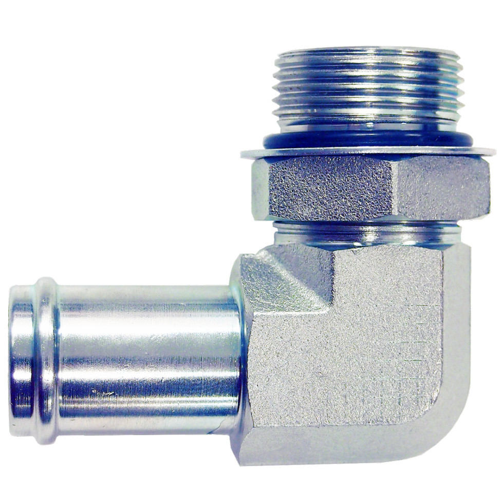 3/8" x 9/16"-18 Steel Hose Barb - Male ORB 90° Elbow  SO1139-6