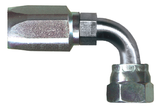 1/4 x 1/4" Steel 100R5 Reusable Hose End - Female 45° SAE Swivel 90° Elbow   SR541-44