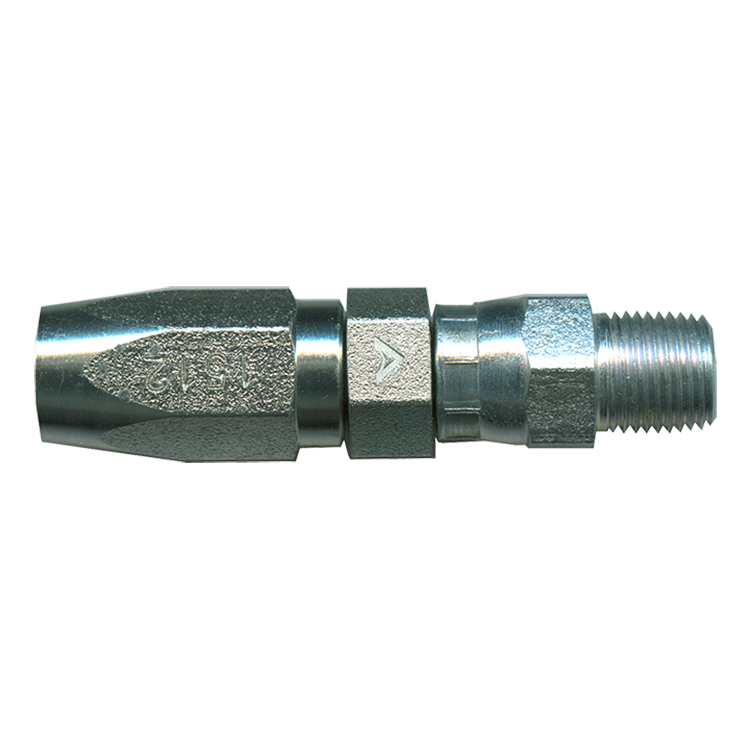 1/8 x 1/8" Steel 100R7 Reusable Hose End - Male NPT  SR725SW-2A