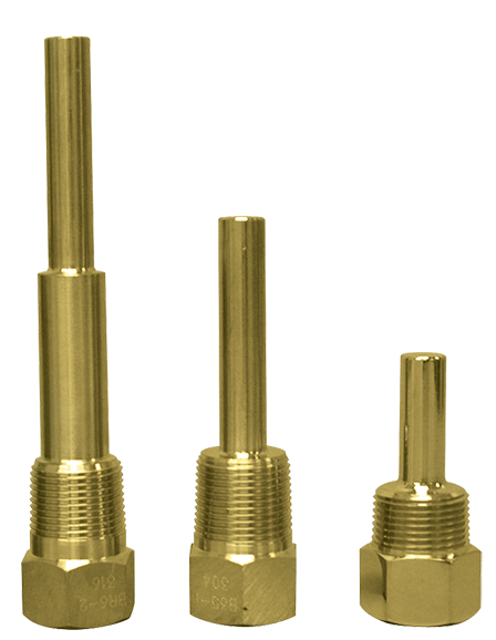 1/2 x 1/2" Brass Female NPT - Male NPT Thermowell - 2-1/2" Stem  TH-TW25-DD