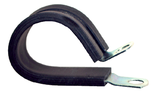 1-1/4" Tube O.D. Plated Steel - Rubber Cushioned Tube Strap - 3/8" Bolt Hole  TS16R-20