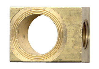 1/4 (7/16"-24) x 19/32" Hole Brass "Banjo Bolt" Brake Line Adapter Block  WH-7709