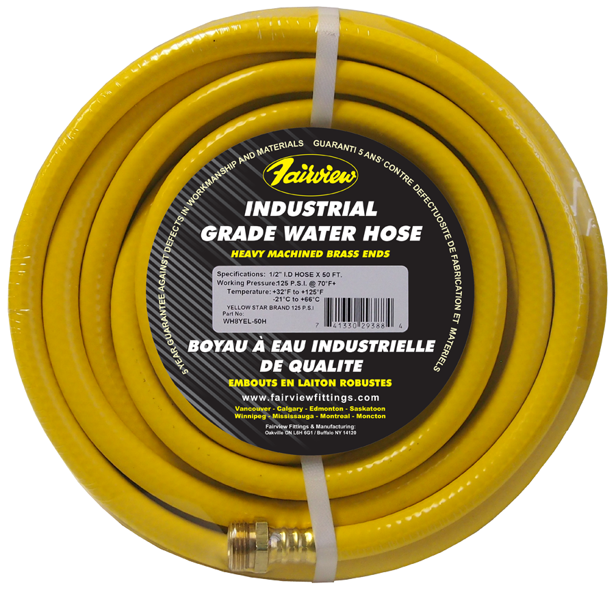 1/2" x 100' "Yellow Star" Industrial Water Hose Assembly  WH8YEL-100H