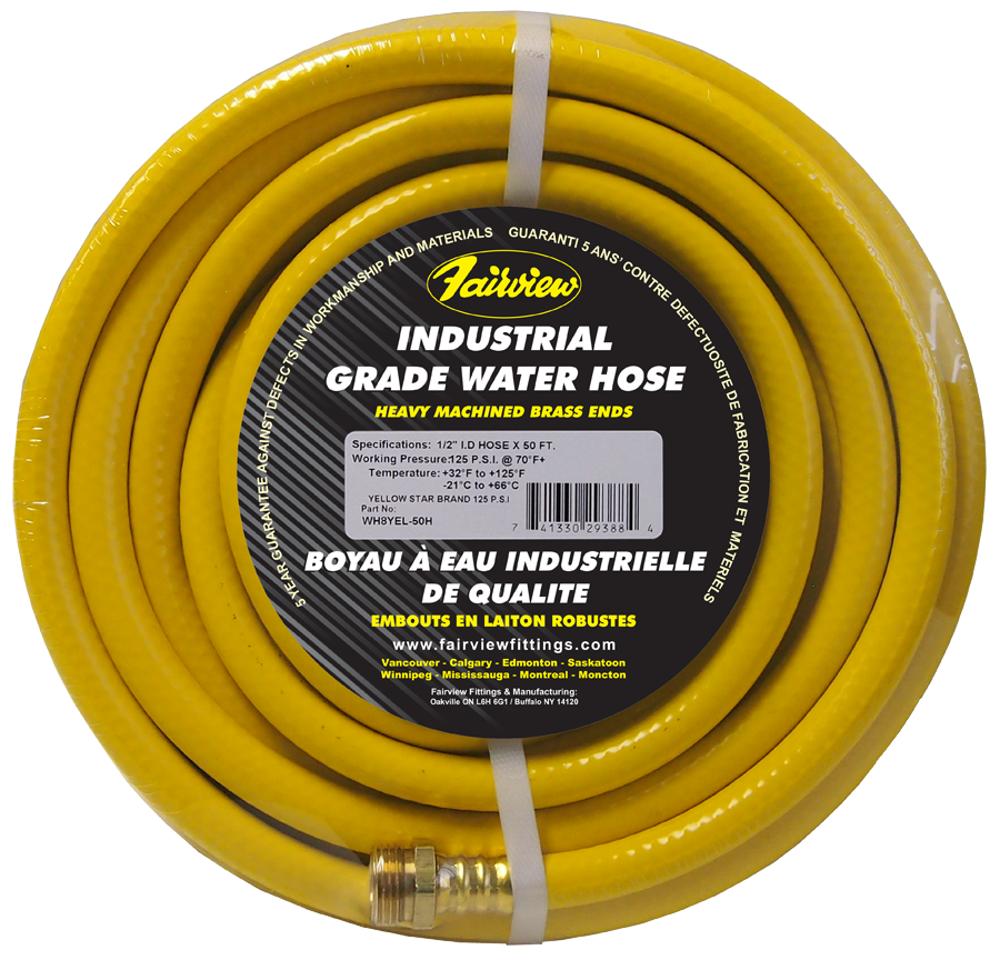 1/2" x 50' "Yellow Star" Industrial Water Hose Assembly  WH8YEL-50H