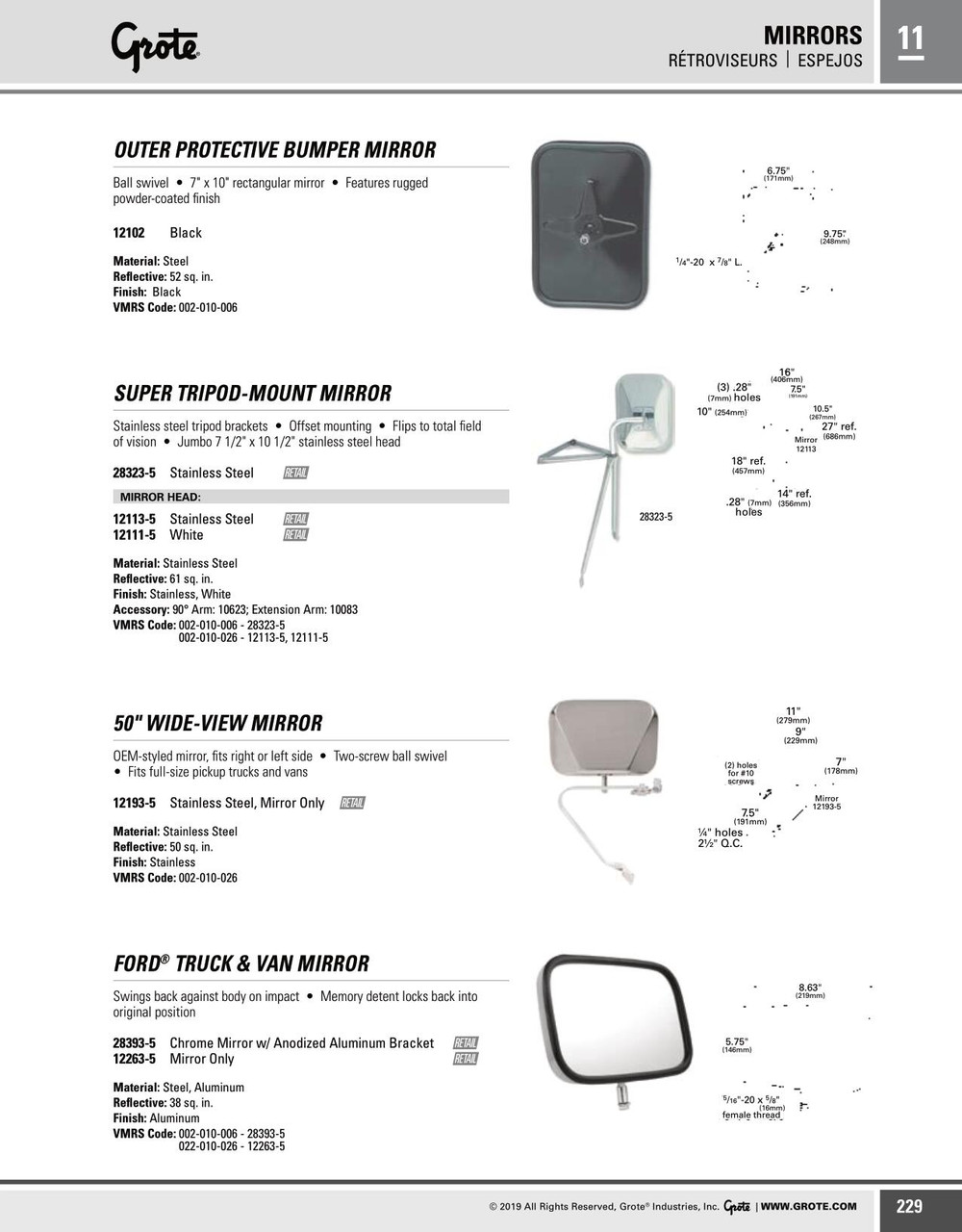 Outer Protective Bumper Mirror - Black  12102