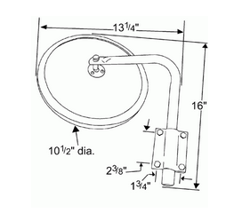 10-1/2" Convex Cross-Over Mirrors Mirror Assembly - White  28491