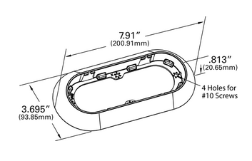 6" Oval Lamp Surface-Mount Snap-In Flange - Chrome  42153