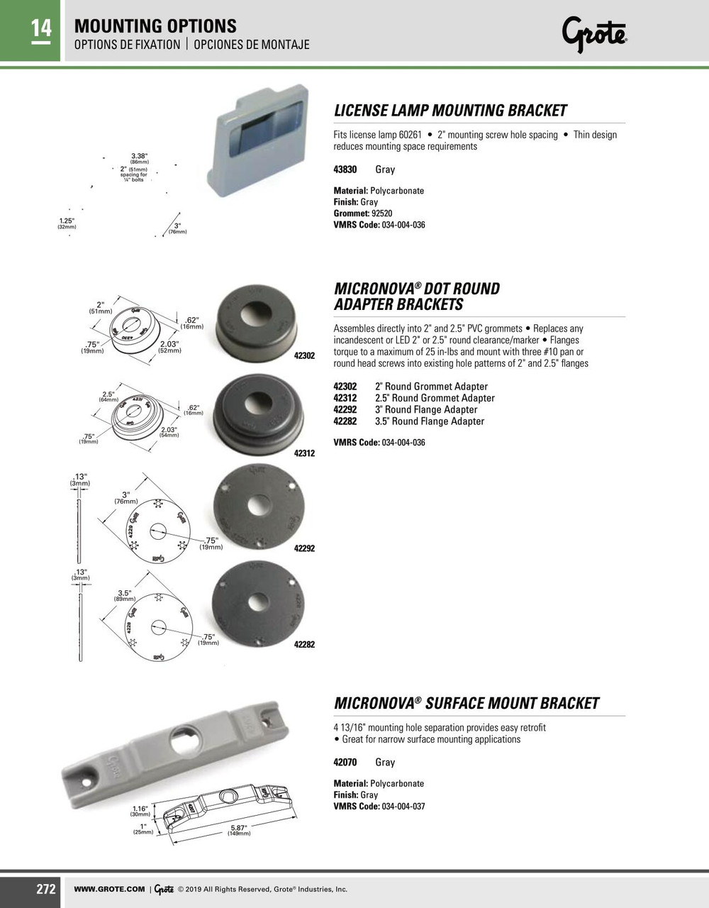License Lamp Mounting Bracket - Gray  43830