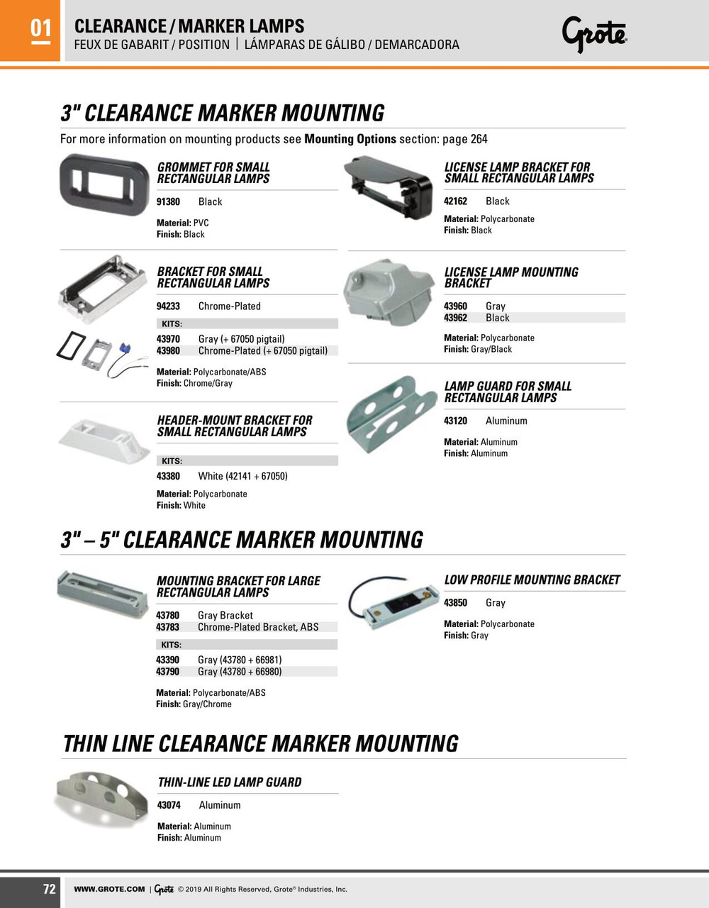 Low Profile Mounting Bracket - Gray  43850