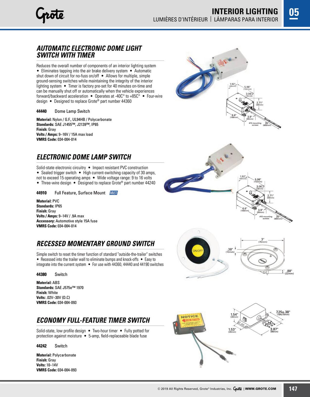 Recessed Momentary Ground Switch - White  44380